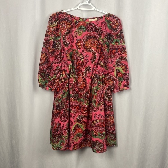 Anthropologie The Korner Paisley Colourful Puff Sleeved Mini Dress - Size Small - Picture 5 of 16